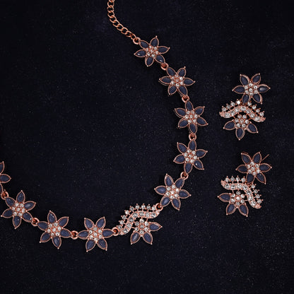 Tehzeeb Creations Blue Colour Star Design Stone Studded Necklace With Earrings - Distacart