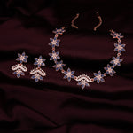 Thumbnail for Tehzeeb Creations Blue Colour Star Design Stone Studded Necklace With Earrings - Distacart