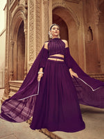 Thumbnail for Anaita Purple Georgette Lehenga Choli With Hand Work - Distacart