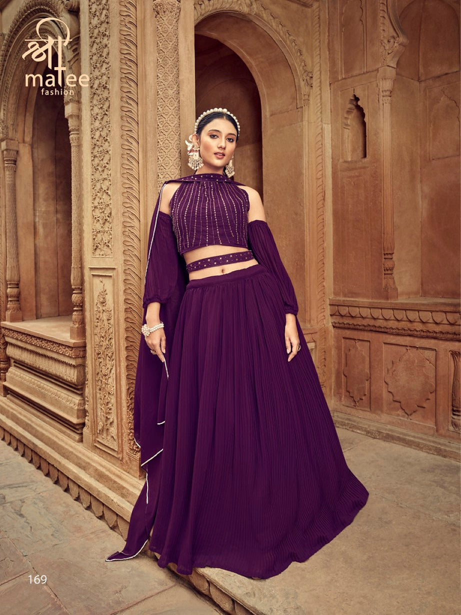 Anaita Purple Georgette Lehenga Choli With Hand Work - Distacart