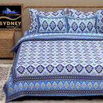 Thumbnail for Blue Ethnic Motifs Cotton 200TC King Bedsheet With 2 Zipper Pillow Covers - King Size by House of Ree - Distacart