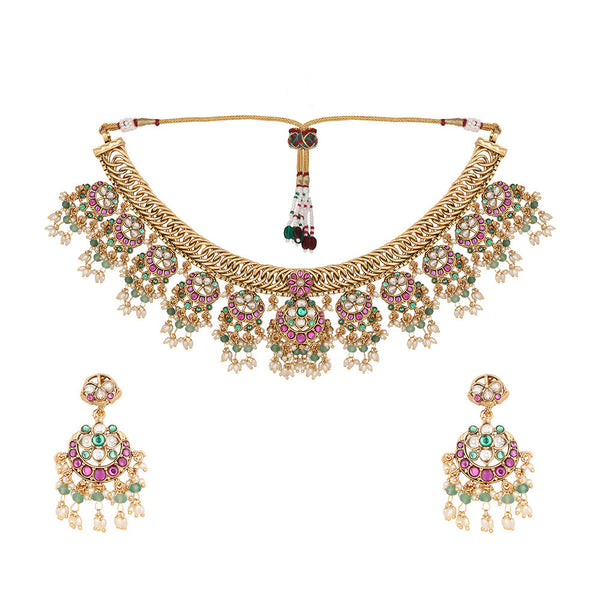 Nuyug 18K Gold Plated Estele Gold Tone Beaded Necklace Set - Distacart