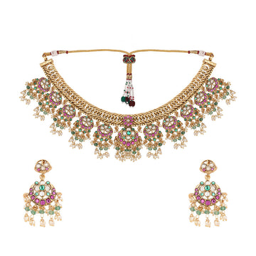 Nuyug 18K Gold Plated Estele Gold Tone Beaded Necklace Set - Distacart