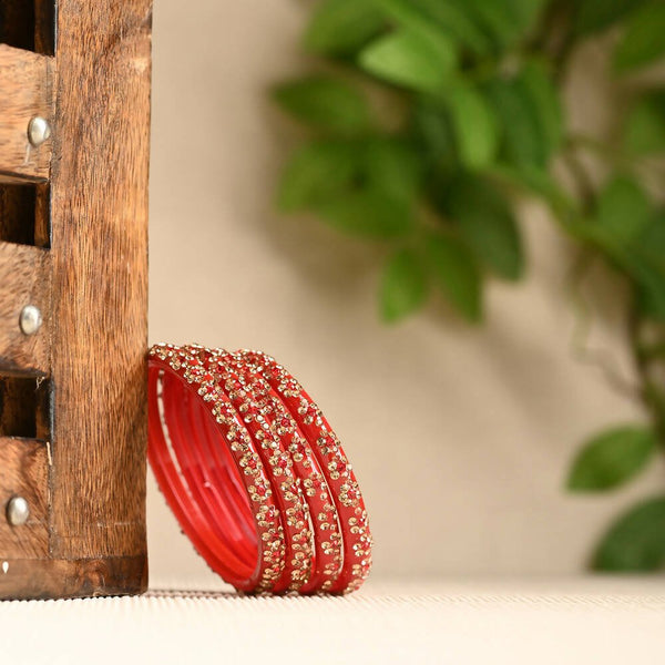Afast Elegant Bridal & Wedding Party Fashion Bangle/Kada Set, Red, Glass, Pack Of 8 Model No- A25 - Distacart
