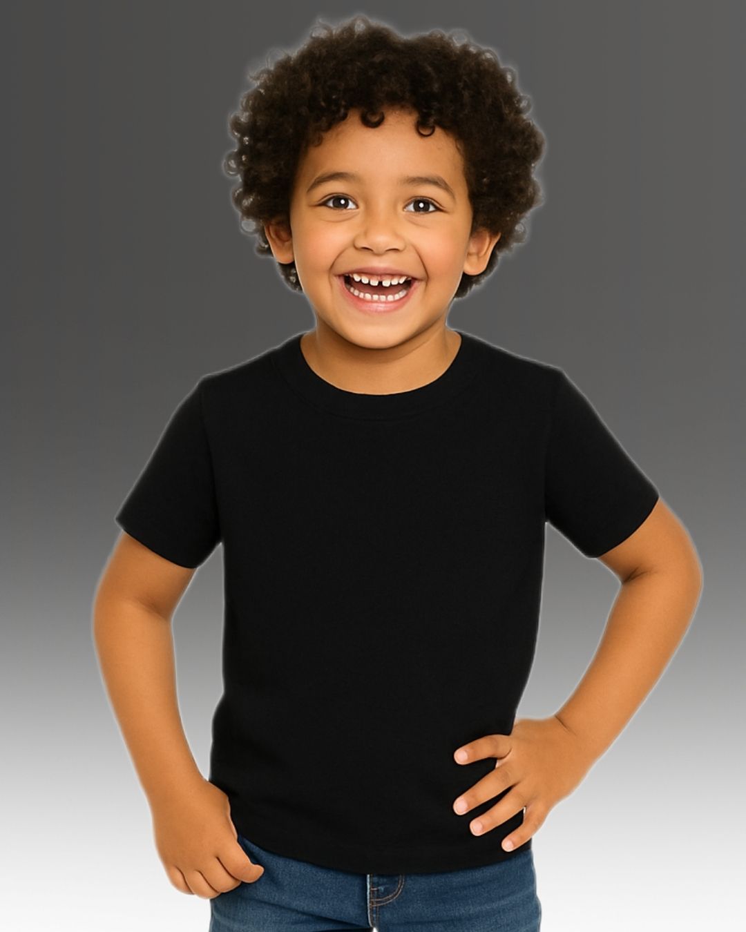Chilins Kids Round Neck T-Shirt Half Sleeves 100% Cotton Plain Solid Black Color Tshirt