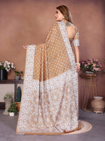 Thumbnail for Anaita Cream Handmade Bandhej Viscose Silk Saree With Blouse - Distacart
