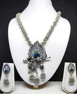 Thumbnail for Tehzeeb Creations Women's Silver Colour Oxidised Necklace And Earring Bansuri Design - Distacart
