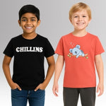 Thumbnail for Chilins Round Black, Peach Neck Printed Cotton Tshirt(Pack of 2)