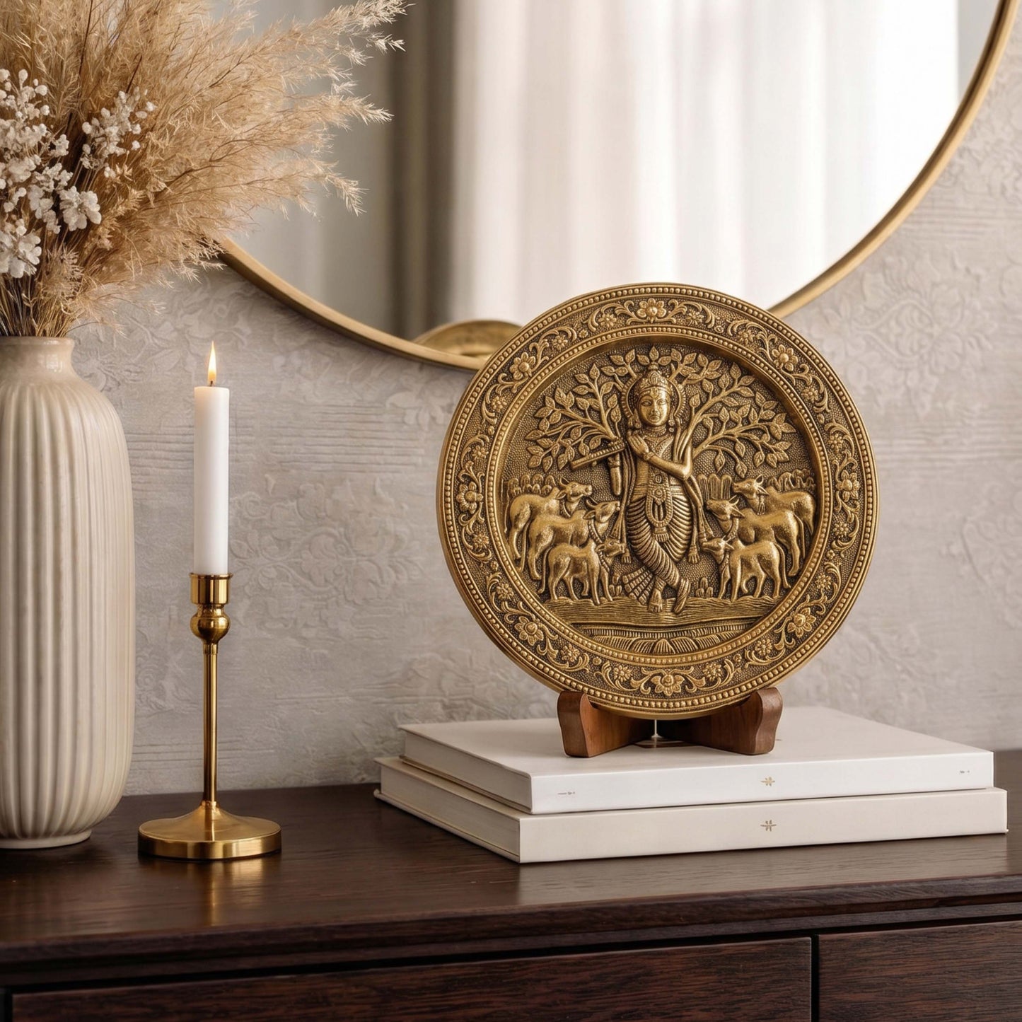 krishna art wall plate