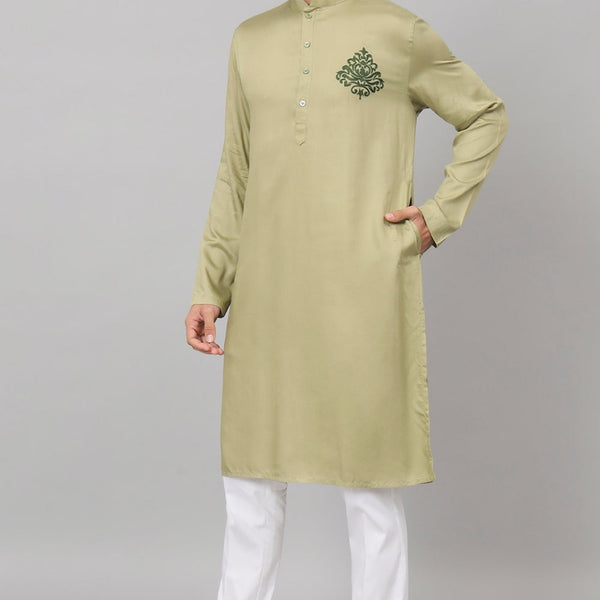 Laurel Embroidered Cotton Kurta by Hilo Design - Distacart