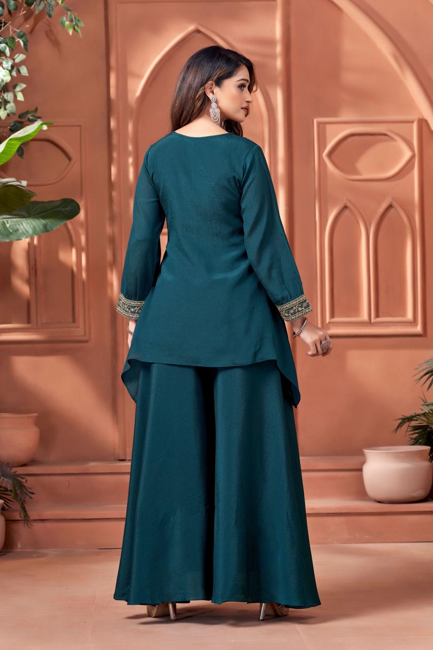 Anaita Teal Readymade Suit with Coding Work - Dista