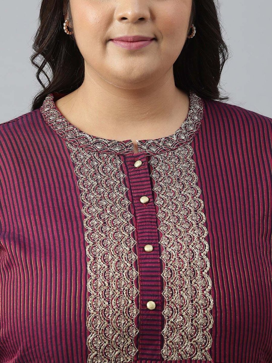 AURELIA Plus Size Striped Sequined Midi Fit & Flare Dress - Distacart