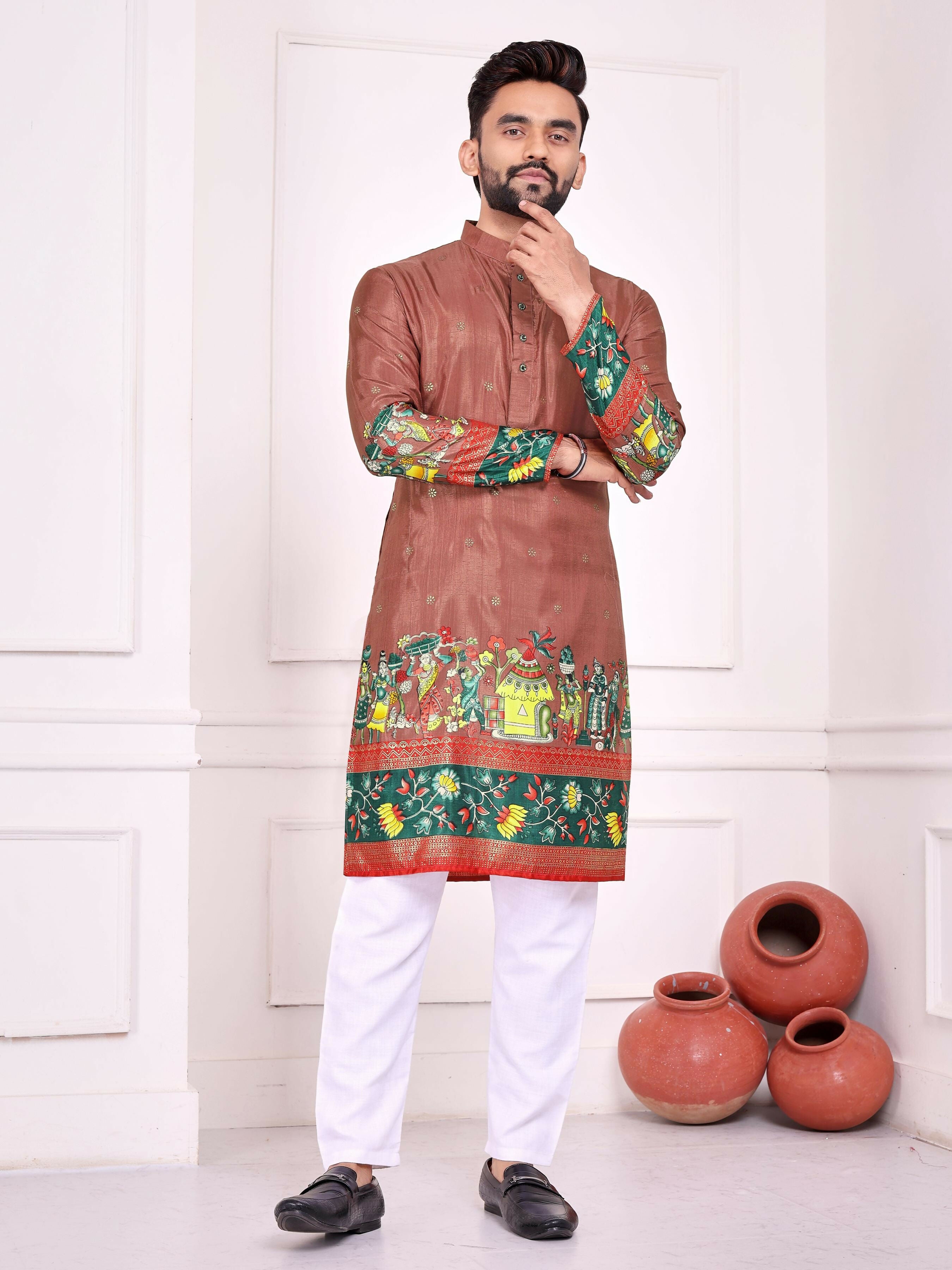 Anaita Peach Dola Silk Straight Kurta With Foil Work - Distacart