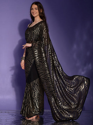 Anouk Black Embellished Sequinned Pure Georgette Saree - Distacart