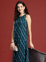 Thumbnail for Anouk Leheriya Printed Halter Neck Thread Work Kurta