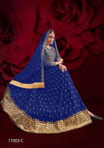 Thumbnail for Anaita Navy Silk Anarkali Suit With Embroidery & Stone Work - Distacart