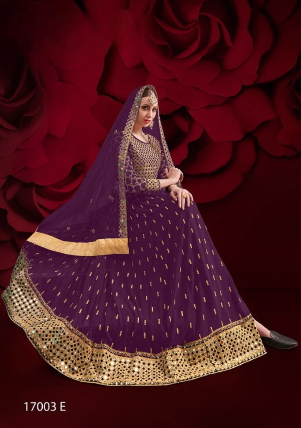 Anaita Purple Silk Anarkali Suit With Embroidery & Stone Work - Distacart