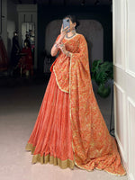 Thumbnail for Lorenvalley Fashion Orange Georgette Bandhej Print and Embossed Design Lace with Gota Patti Touch Up Lehenga Choli with Dupatta