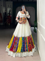 Thumbnail for Lorenvalley Fashion White Pure Rayon Multi Colour Patch With Lace Touch Up Lehenga Choli