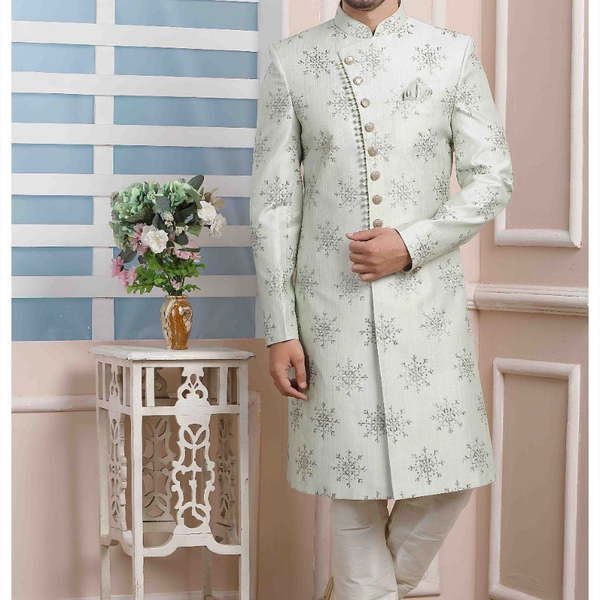 Raivat Ethnic Art Silk Thread Work Indo Western In Pista Green Colour - Distacart