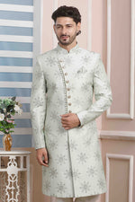 Thumbnail for Raivat Ethnic Art Silk Thread Work Indo Western In Pista Green Colour - Distacart