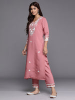 Thumbnail for Indo Era Rust Embroidered Straight Kurta Trousers With Dupatta set - Distacart