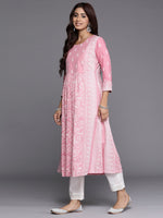 Thumbnail for Indo Era Pink Printed A-Line Kurta - Distacart