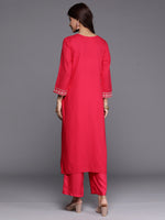 Thumbnail for Indo Era Magenta Embroidered Straight Kurta - Distacart