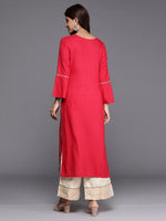 Thumbnail for Indo Era Magenta Embroidered Straight Kurta - Distacart