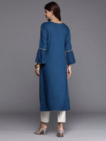 Thumbnail for Indo Era Teal Embroidered Straight Kurta - Distacart