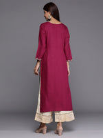 Thumbnail for Indo Era Burgundy Embroidered Straight Kurta - Distacart