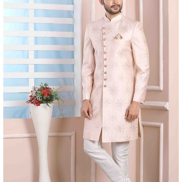 Raivat Ethnic Art Silk Thread Work Indo Western In Light Pink Colour - Distacart