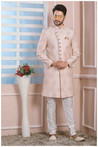 Raivat Ethnic Art Silk Thread Work Indo Western In Light Pink Colour - Distacart