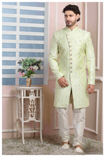 Thumbnail for Raivat Ethnic Art Silk Thread Work Indo Western In Pista Green Colour - Distacart