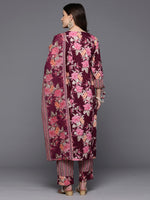 Thumbnail for Indo Era Burgundy Printed Straight Kurta Trousers With Dupatta Set - Distacart
