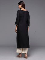 Thumbnail for Indo Era Black Embroidered Straight Kurta - Distacart