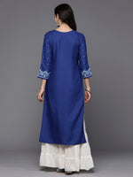 Thumbnail for Indo Era Blue Printed Straight Kurta - Distacart