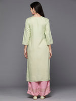 Thumbnail for Indo Era Green Embroidered Straight Kurta - Distacart