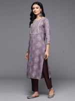 Thumbnail for Indo Era Mauve Printed Straight Kurta - Distacart