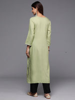 Thumbnail for Indo Era Green Embroidered Straight Kurta - Distacart
