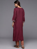 Thumbnail for Indo Era Maroon Embroidered Straight Kurta - Distacart