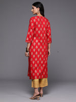 Thumbnail for Indo Era Red Printed Straight Kurta - Distacart