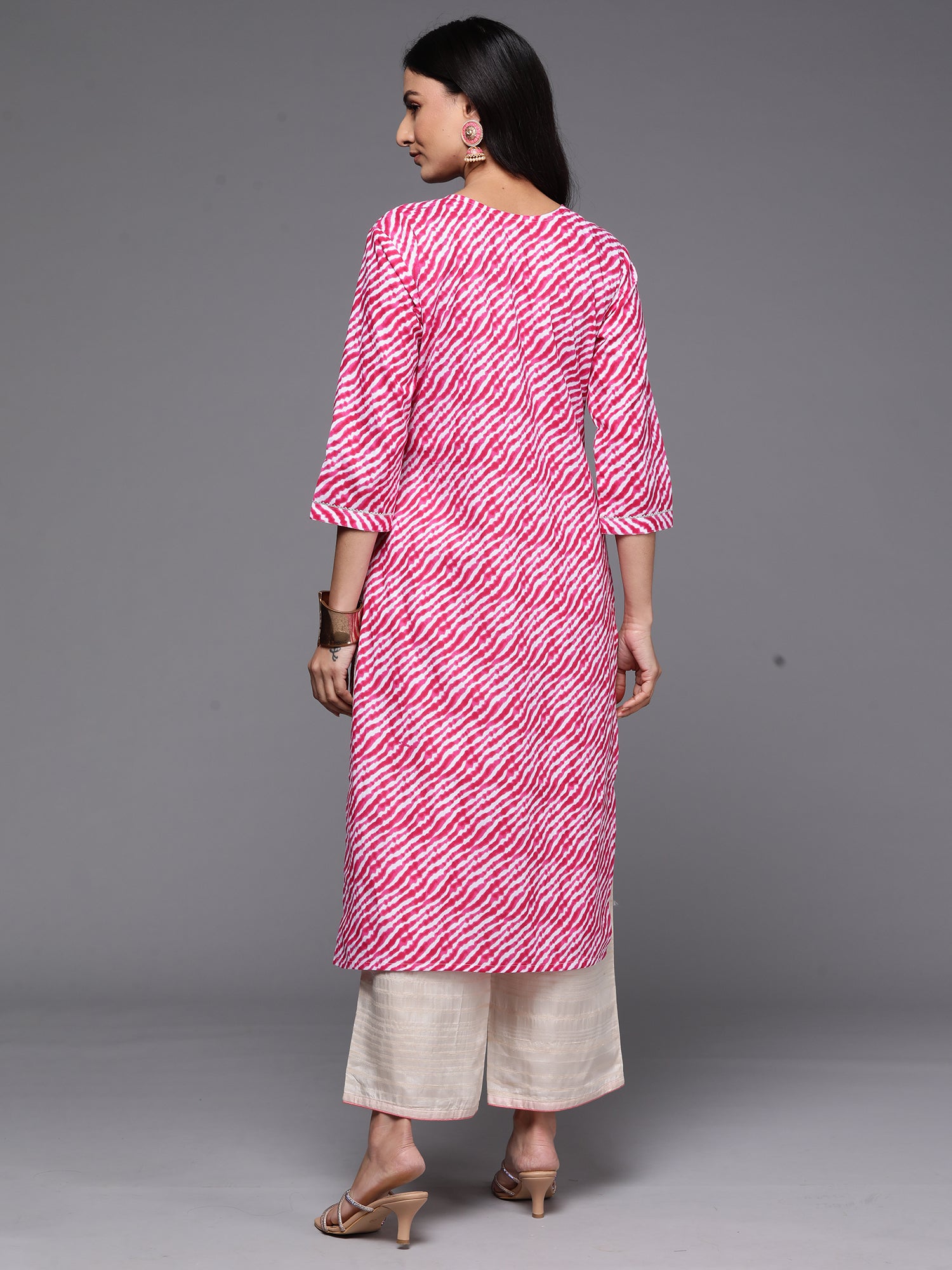Indo Era Pink Printed Straight Kurta - Distacart