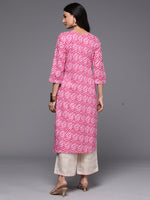 Thumbnail for Indo Era Pink Printed Straight Kurta - Distacart