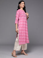 Thumbnail for Indo Era Pink Printed Straight Kurta - Distacart