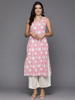 Thumbnail for Indo Era Pink Printed Straight Kurta - Distacart