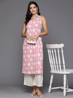 Thumbnail for Indo Era Pink Printed Straight Kurta - Distacart