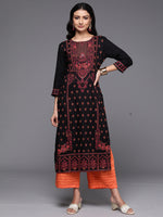 Thumbnail for Indo Era Black Printed Straight Kurta - Distacart
