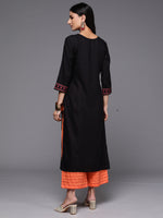 Thumbnail for Indo Era Black Printed Straight Kurta - Distacart