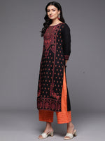 Thumbnail for Indo Era Black Printed Straight Kurta - Distacart